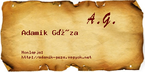 Adamik Géza névjegykártya